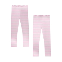 BIRKHOLM 2-Pak Stribede Rib Leggings Perfekt Hvid & Baby Lyserød